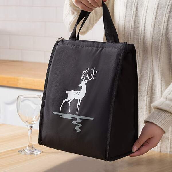

Elk Print Insulation Lunch Bag, Black