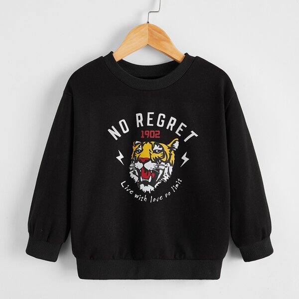 

Toddler Boys Tiger And Slogan Graphic Sweatshirt, Black