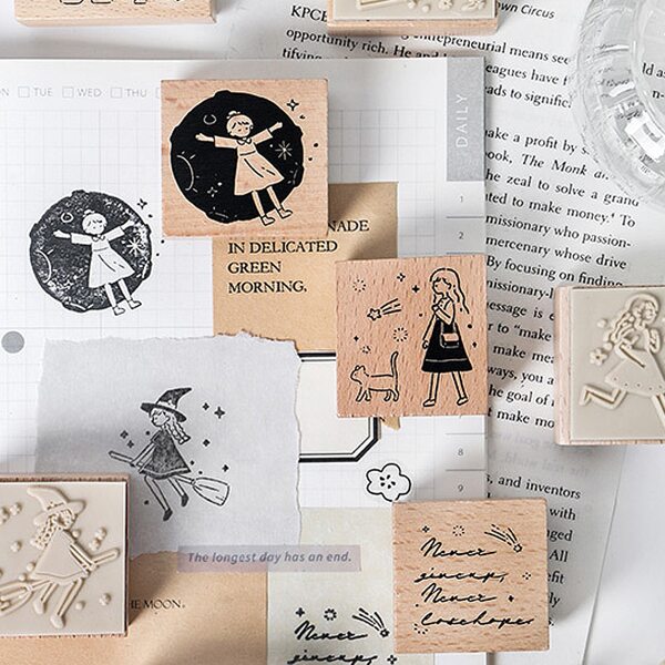 

1pc Cartoon Graphic Random Wooden Stamp, Khaki