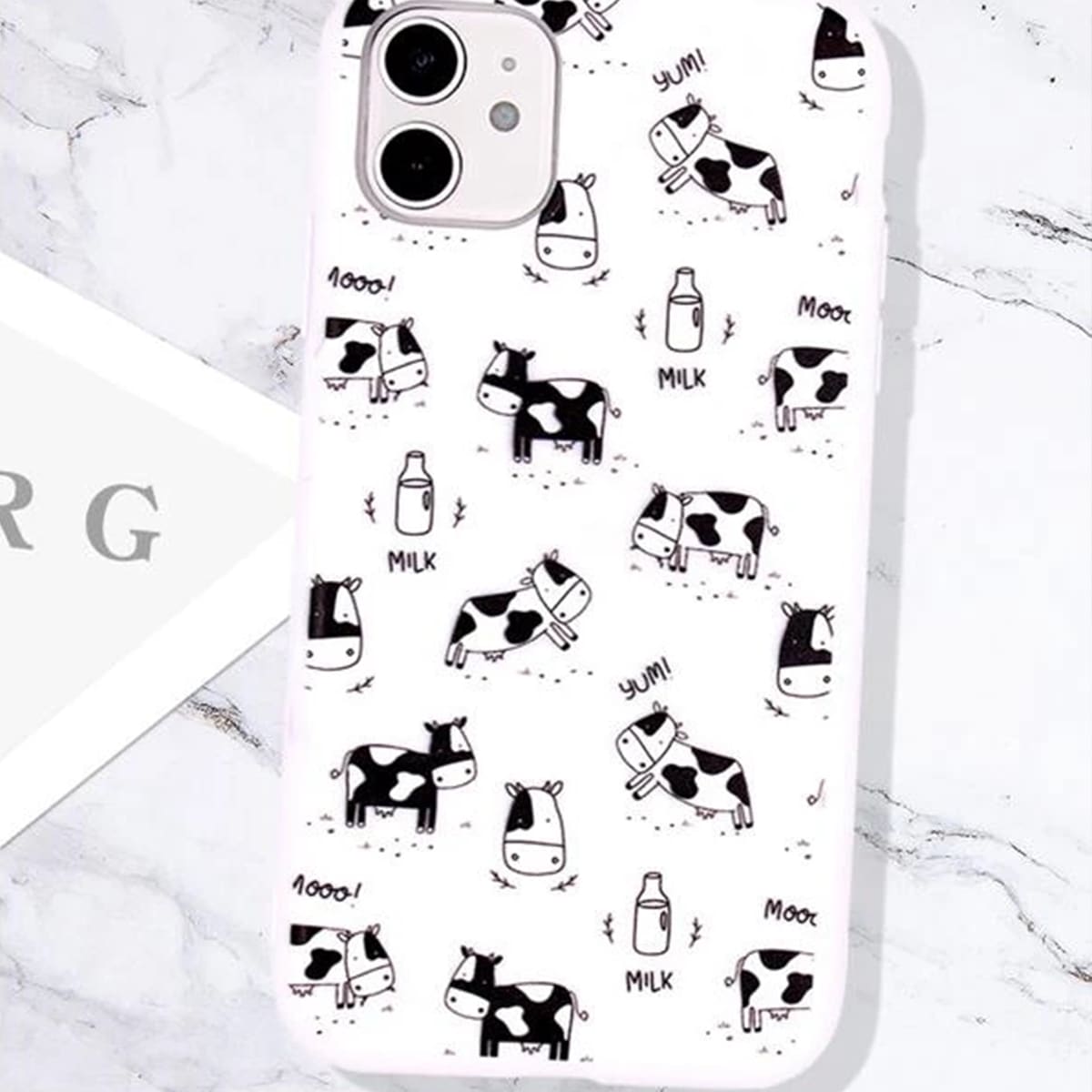 

Cartoon Cow iPhone Case, White
