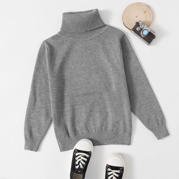 

Toddler Boys Solid Turtleneck Sweater, Light grey