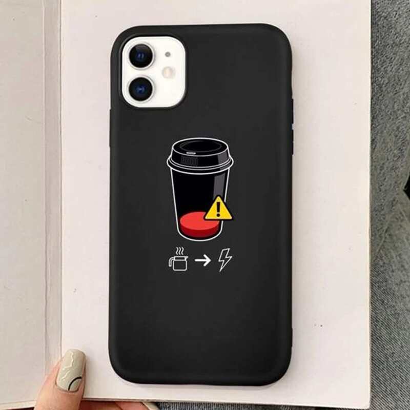

Coffee Cup Print iPhone Case, Black