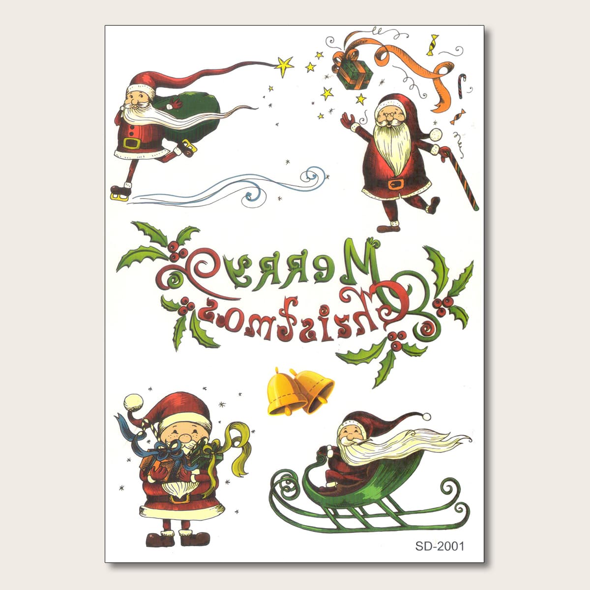 

1sheet Christmas Pattern Tattoo Sticker, Multicolor