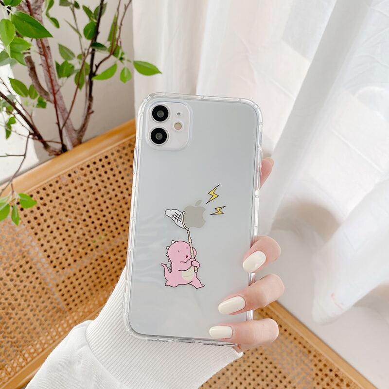 

Cartoon Dinosaur iPhone Case, Clear