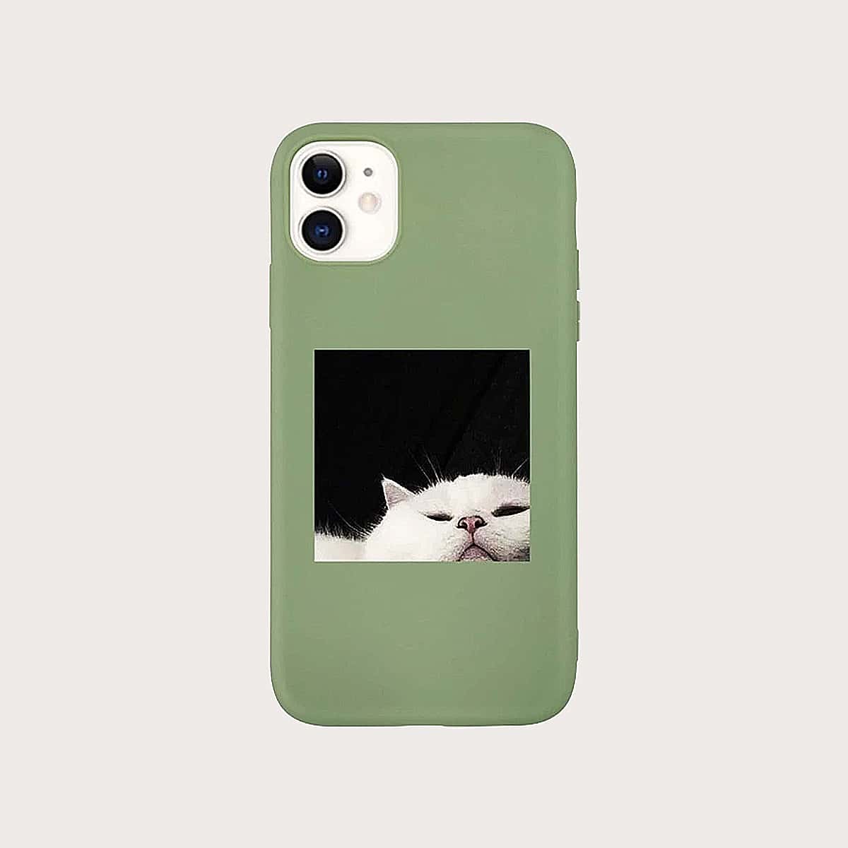 

Cat Print iPhone Case, Green