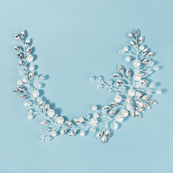 

Faux Pearl & Rhinestone Decor Hair Accessory, Silver