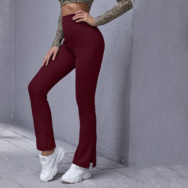 

Split Hem Pants, Maroon