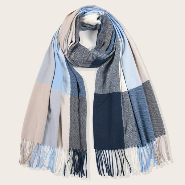 

Fringe Hem Color Block Scarf, Multicolor