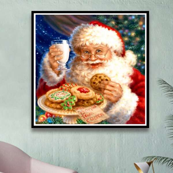 

Santa Claus Print DIY Diamond Painting Without Frame, Multicolor