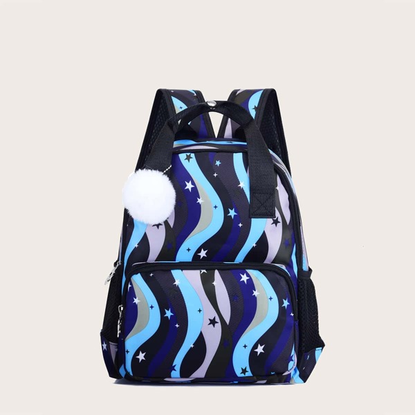 

Kids Colorblock Large Capacity School Bag, Blue