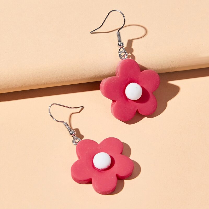 

Floral Drop Earrings, Red