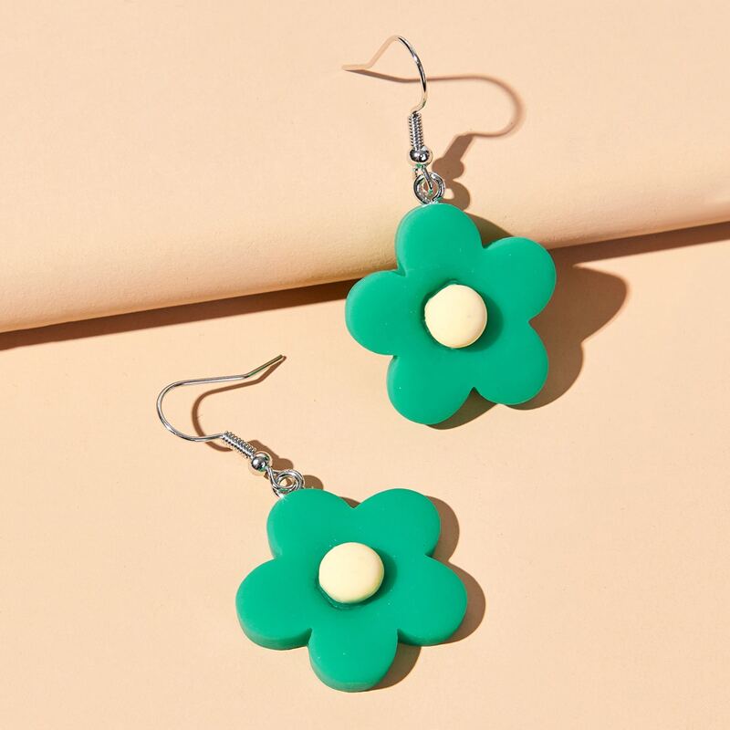 

Floral Drop Earrings, Green