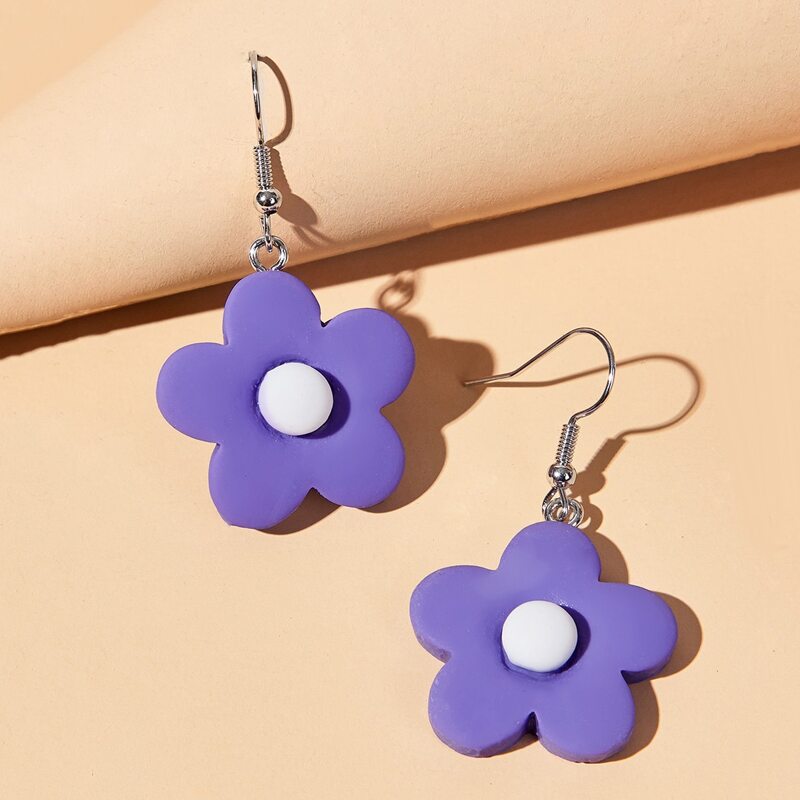 

Floral Drop Earrings, Purple