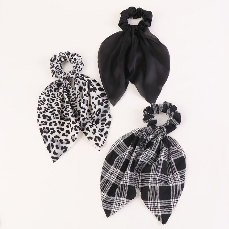 

3pcs Plaid Pattern Scrunchie, Multicolor