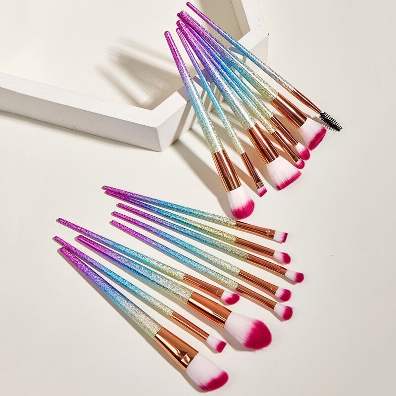 

16pcs Colorful Makeup Brush Set, Multicolor