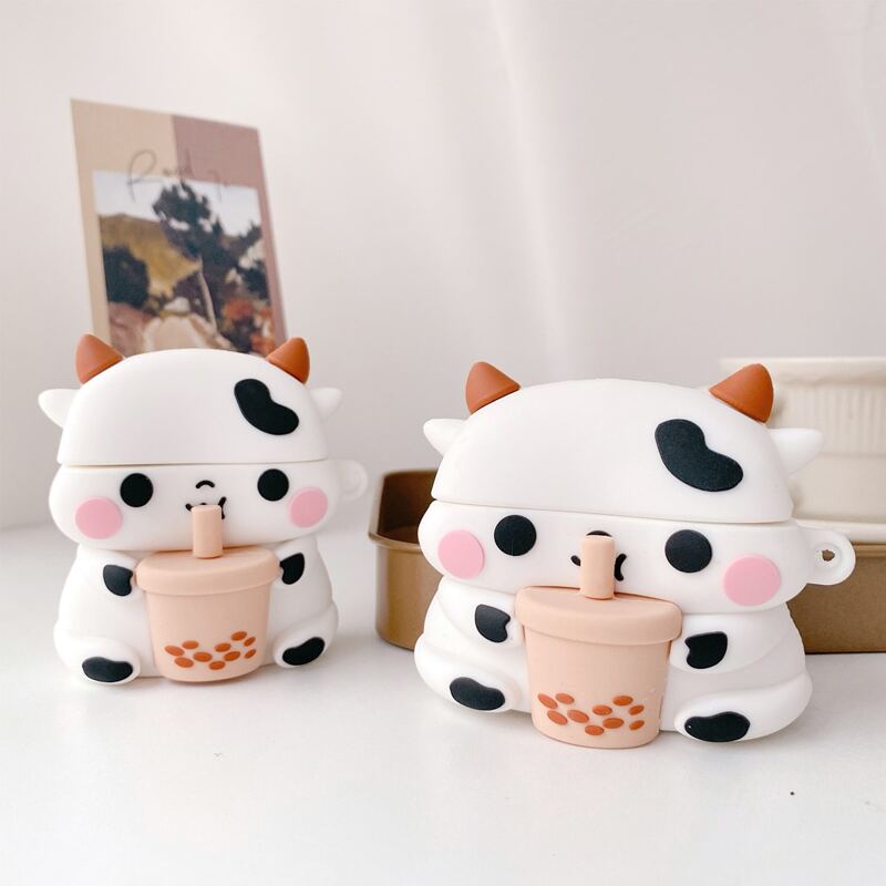 

Cartoon Cow Design AirPods Case, White
