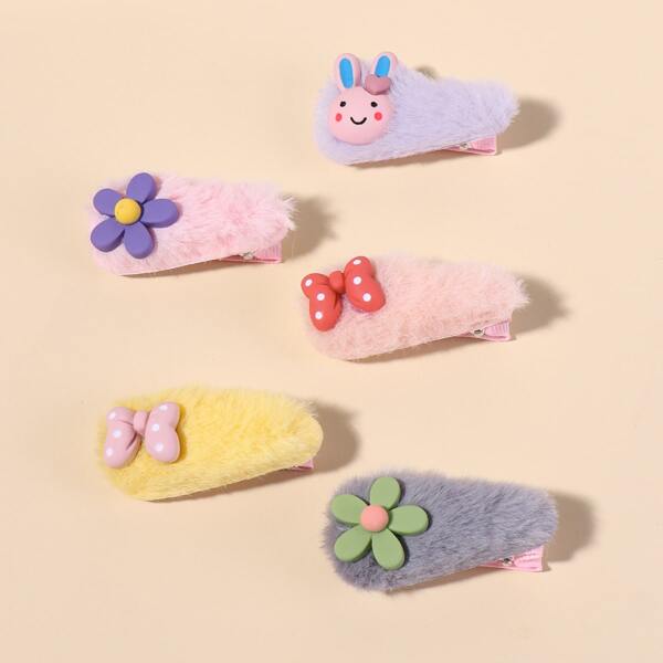 

5pcs Toddler Girls Cartoon Hair Clip, Multicolor