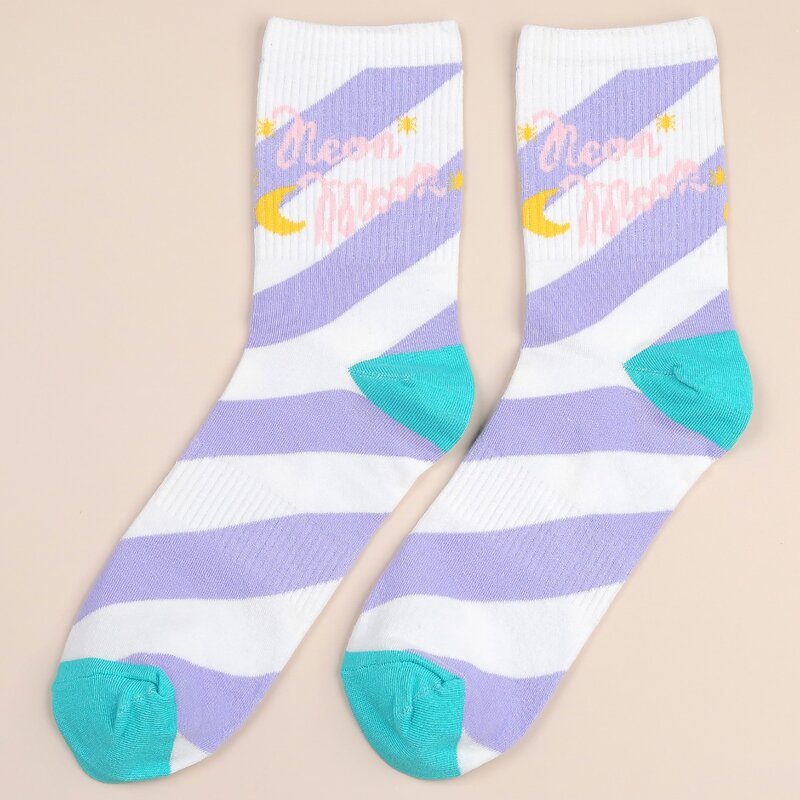

1pair Colorblock Crew Socks, Multicolor