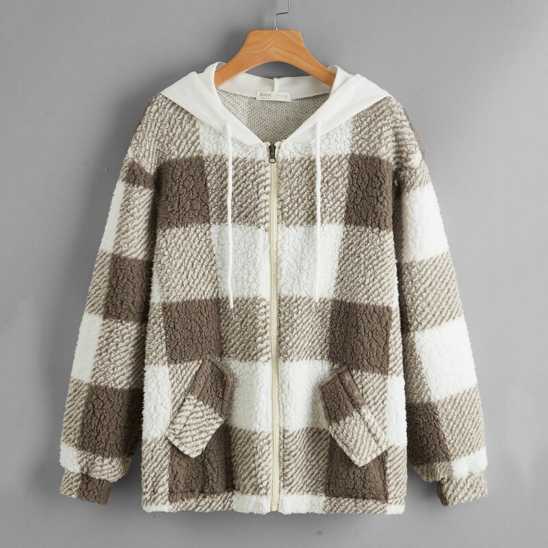 

Plaid Hooded Teddy Jacket, Multicolor