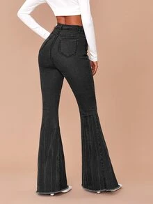 Jeans de pierna amplia de cintura alta - Gris Oscuro - Ver 2