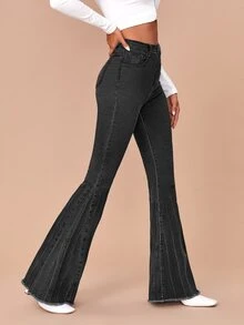 Jeans de pierna amplia de cintura alta - Gris Oscuro - Ver 3