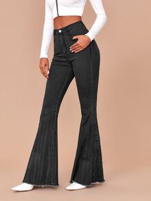 Jeans de pierna amplia de cintura alta - Gris Oscuro - Ver 5