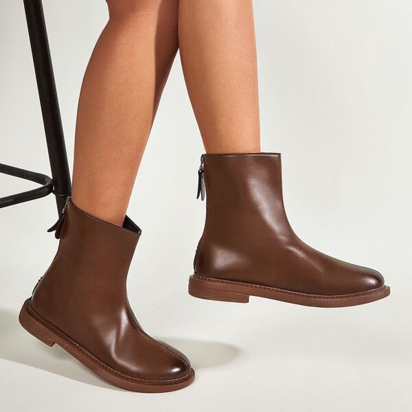 

Minimalist Mid Calf Boots, Brown