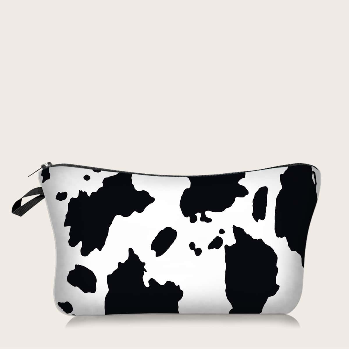 

Cow Pattern Makeup Bag, Black and white