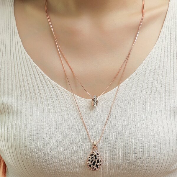 

Rhinestone Geo Charm Necklace, Multicolor