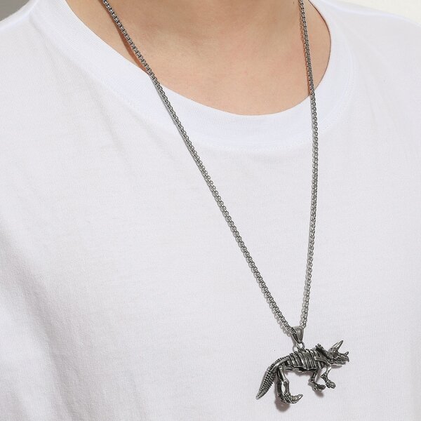 

Men Animal Pendant Necklace, Silver