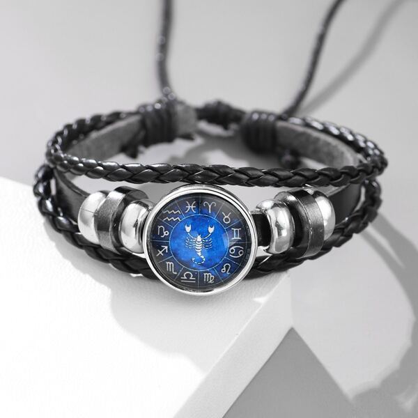

Men Constellation Pattern Bracelet, Black