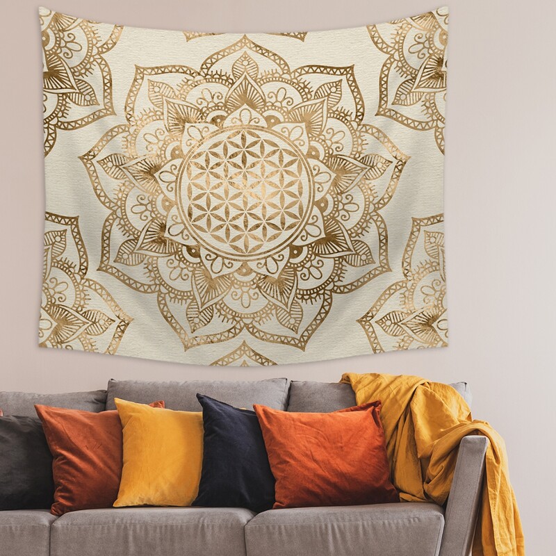 

Mandala pattern Tapestry, Gold