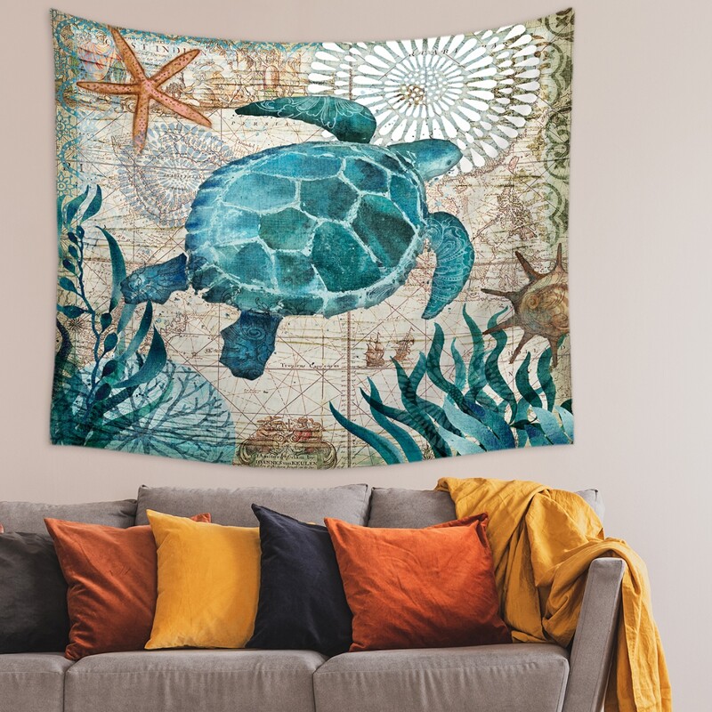 

Sea Turtle Print Tapestry, Multicolor