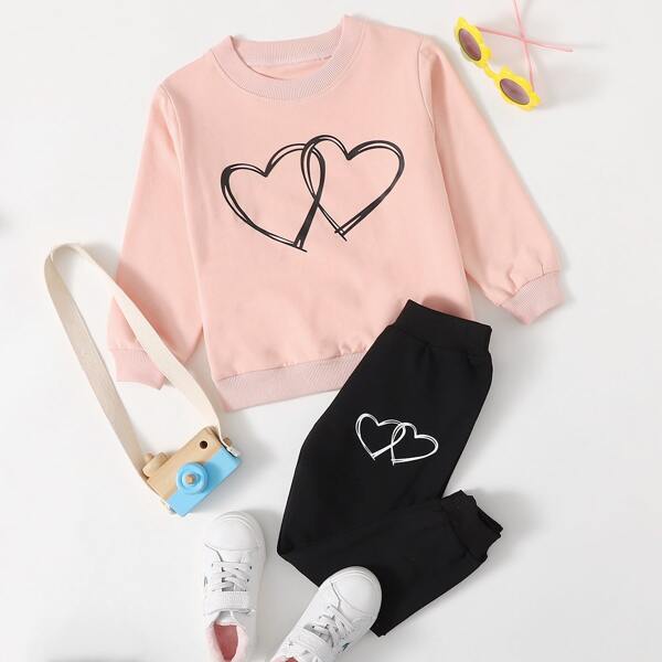

Toddler Girls Heart Print Sweatshirt & Sweatpants, Multicolor