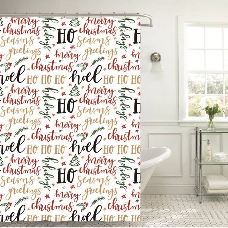 

Christmas Slogan Graphic Shower Curtain, Multicolor