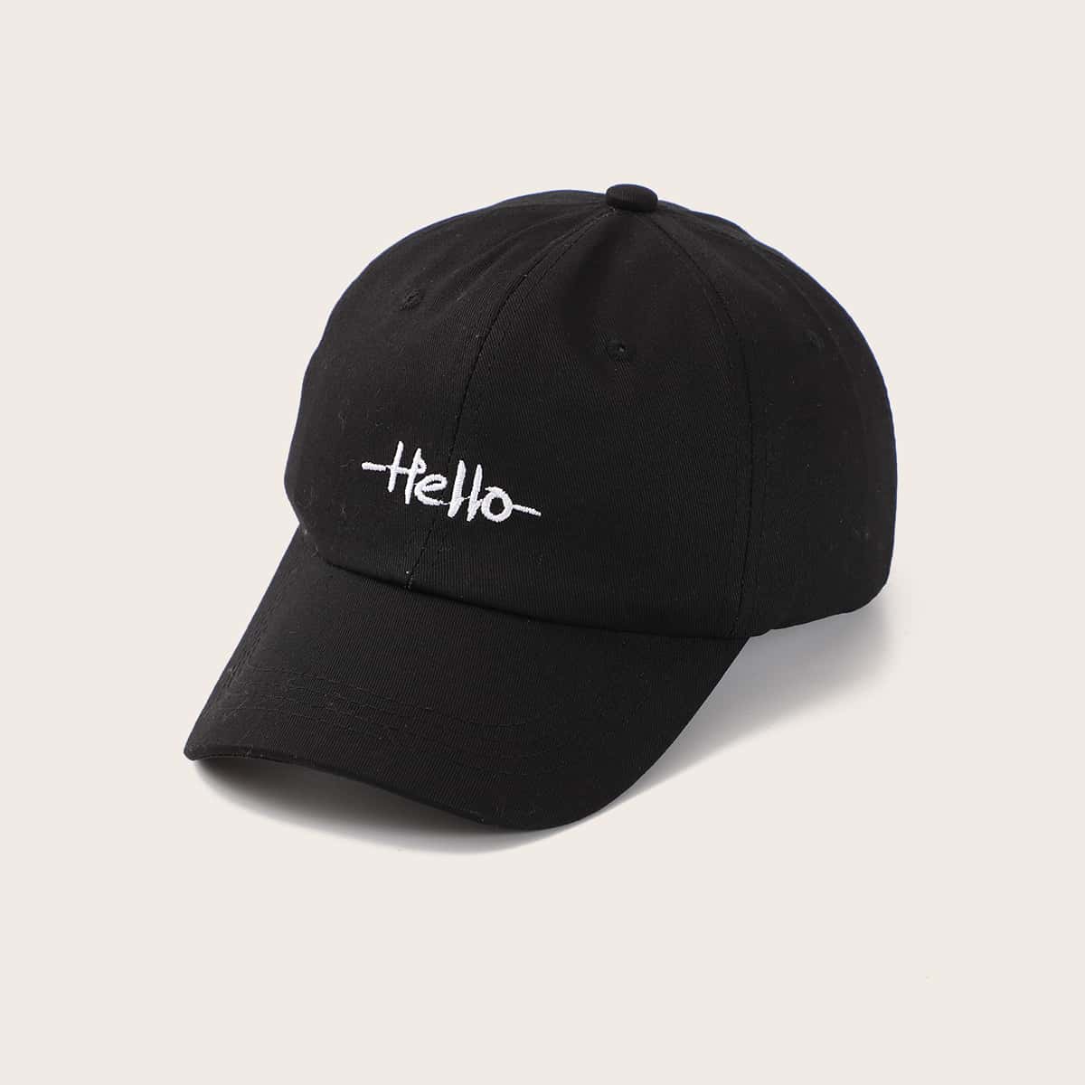 

Letter Embroidery Baseball Cap, Black