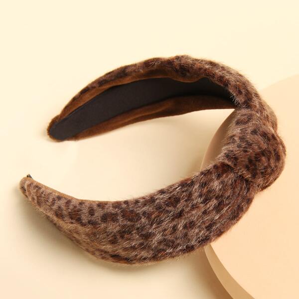 

Leopard Pattern Fluffy Hair Hoop, Coffee brown