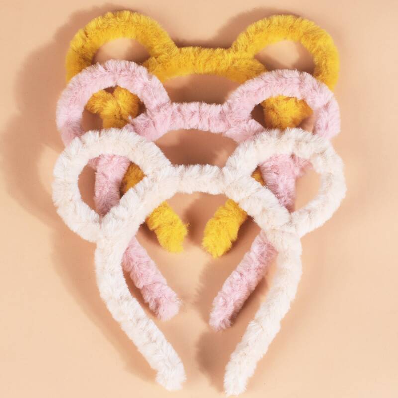 

3pcs Fluffy Bear Ear Headband, Multicolor
