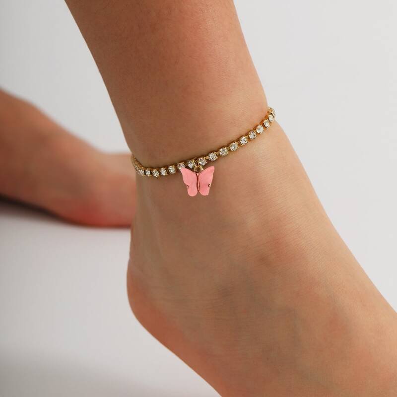 

Rhinestone Butterfly Anklet, Multicolor