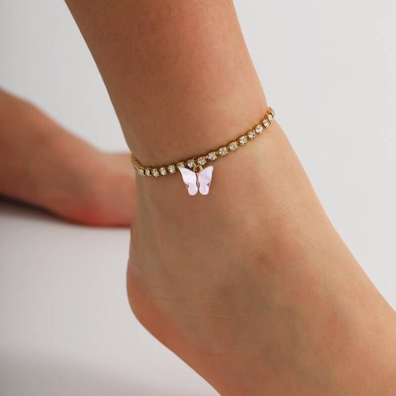 

Rhinestone Butterfly Anklet, Multicolor
