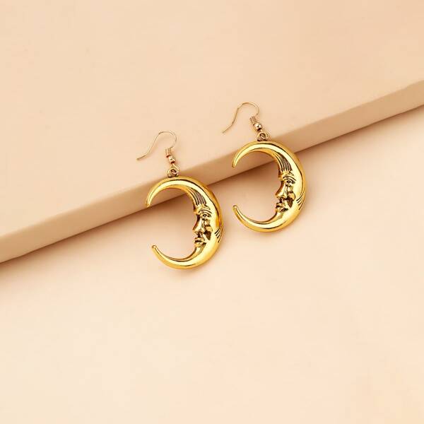 

Moon Charm Drop Earrings, Gold
