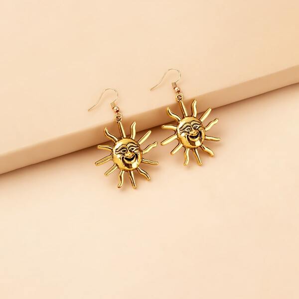 

Sun Charm Drop Earrings, Gold