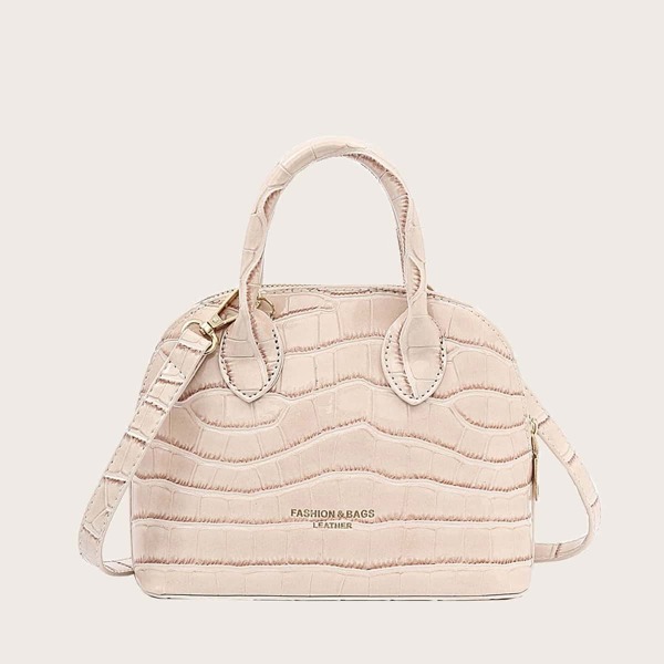 

Croc Embossed Dome Bag, Beige