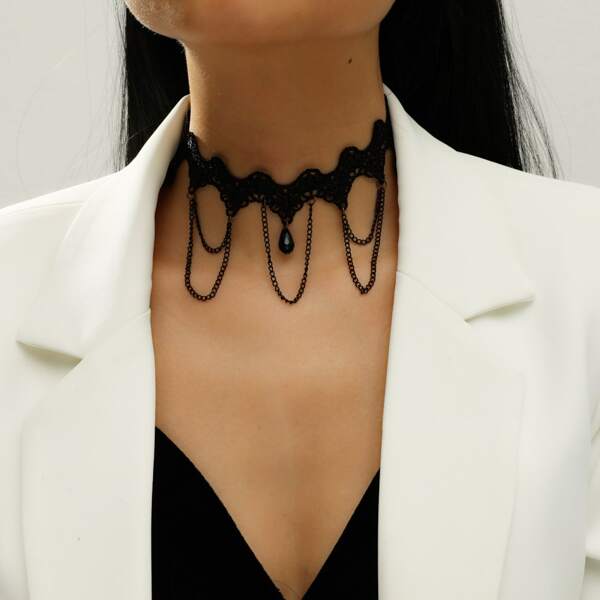 

Chain Decor Choker, Black