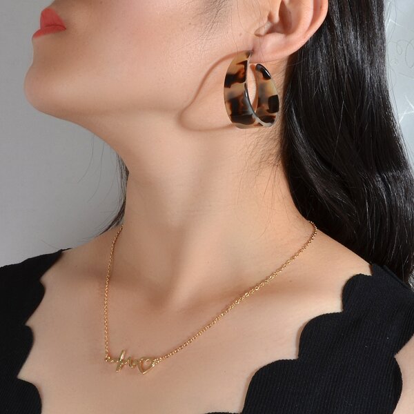 

Heart Decor Necklace & Earrings, Multicolor