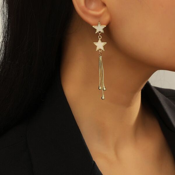 

Star Charm Drop Earrings, Gold
