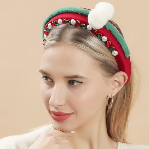 

Faux Pearl & Rhinestone Decor Hair Hoop, Multicolor