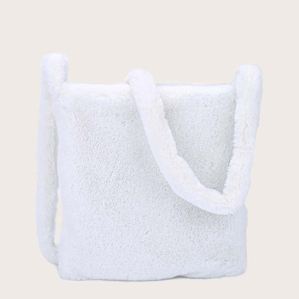 

Minimalist Fluffy Crossbody Bag, White