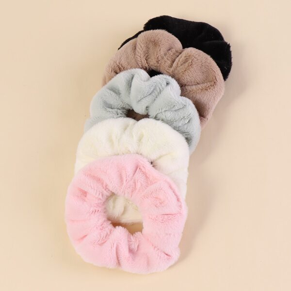 

5pcs Girls Solid Scrunchies, Multicolor