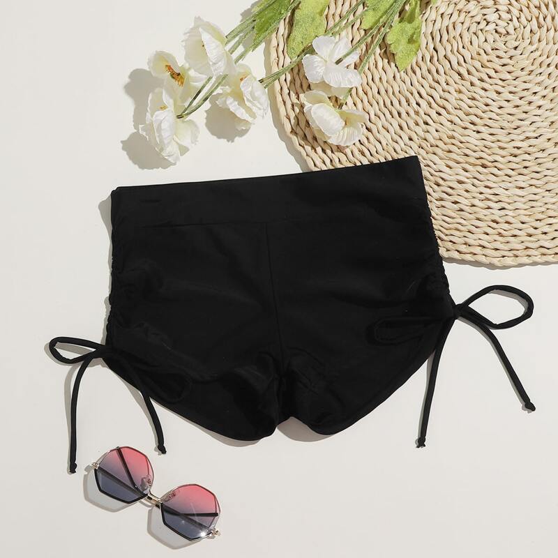 

Drawstring Side Bikini Shorts, Black